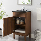 Modway - Render 18" Vanette de salle de bain - Noir noyer-Porte à fermeture douce
