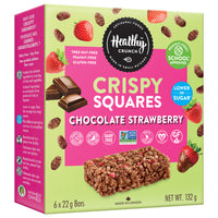 Healthy Crunch - Carrés croustillants au chocolat et aux fraises- 22 gr - Paquet de 36-Sans gluten