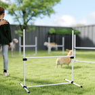 PawHut - Ensemble de 4 équipements d'agilité pour dressage de chien avec sac de transport, blanc-La barre inférieure est fixe pour assurer la stabilité sur tout type de surface 