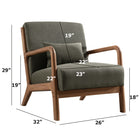 Ebello - Hertford Fauteuil d’appoint 26 po bois massif milieu de siècle avec coussin extra, vert-8