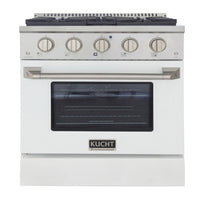 Kucht - 30 po Série KNG Cuisinière Pro Style au gaz naturel - Acier inoxydable/Blanc-Cuisez et pâtissez comme un pro grâce au four à convection extra-grand offrant une capacité de 4,2 pi³, une configuration à cinq grilles et une vaste fenêtre d’observation