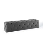 Modway - Amour Entrée à boutons touffés de 72" Performance Velvet Banc - Gris-Banc d’entrée à boutons touffés