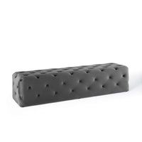 Modway - Amour Entrée à boutons touffés de 72" Performance Velvet Banc - Gris-Banc d’entrée à boutons touffés