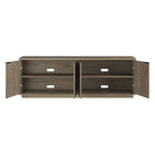 Hudson&Canal - Meuble TV Mansfield pour téléviseurs jusqu'à 78" - Chêne gris vieilli-Nettoyer avec un chiffon doux et sec, sans produits chimiques agressifs ni produits de nettoyage abrasifs