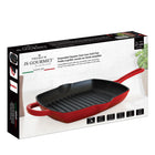 JS Gourmet - Poêle à griller 27 cm – Rouge cerise-Surface de cuisson rainurée de 27 cm