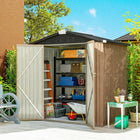 Outsunny - Abri de rangement extérieur 6,5 pi x 4 pi, brun-Comprend 4 évents pour une meilleure circulation de l'air, gardant vos outils au sec et sans rouille 
