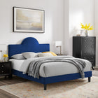 Modway - Soleil Performance Velvet Lit King, Marine-Système de soutien en lattes de bois