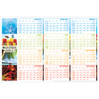 Day-Timer - Planificateur mural flexible effaçable horizontal saisonnier 2026 - 23 7/8 po H x 36 po l - multicoloure - bilingue-Format des pages : 23 7/8 po H x 36 po l