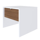 Nexera - Table de nuit Axel, 1 tiroir, Blanc et noyer-Poignée de métal dissimulée préservant à la fois le design épuré et fonctionnel du meuble