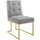 Modway - Privy Acier inoxydable doré Tissu rembourré Chaise d’accent pour salle à manger - Or gris clair-Fauteuil à manger Glam Deco