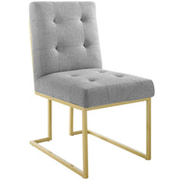 Modway - Privy Acier inoxydable doré Tissu rembourré Chaise d’accent pour salle à manger - Or gris clair-Fauteuil à manger Glam Deco