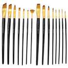 Mont Marte - Ensemble de 15 pinceaux Studio Paint Brush - Taklon bicolore-Chaque pinceau est doté de poils en taklon bicolores adaptés aux acryliques, aux aquarelles et à la gouache, et ils peuvent également être utilisés avec les huiles