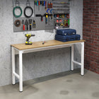 Manhattan Comfort - Table de garage moderne Fortress 72,4" - Blanc-Tablette en MDP avec finition mélaminée