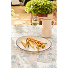 Casa Domani - Plateau Ovale Café Bleu 37x31 cm - Lot de 2-Bord peint à la main avec motif embossé délicat
