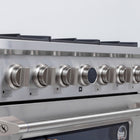 Kucht - 36 po Série KXP Cuisinière double énergie Gaz naturel - Acier inoxydable-Les grilles robustes en fonte diffusent une chaleur intense et permettent de déplacer les ustensiles d’un foyer à l’autre sans les soulever