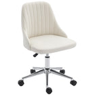 Vinsetto - Fauteuil de bureau vanité avec roulettes pivotantes - blanc crème-Le design aux lignes courbes avec une assise épaissement rembourrée offre un confort supplémentaire