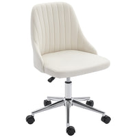 Vinsetto - Fauteuil de bureau vanité avec roulettes pivotantes - blanc crème-Le design aux lignes courbes avec une assise épaissement rembourrée offre un confort supplémentaire