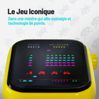 My Play Watch - Montre intelligente rétro gaming Space Invaders, Rouge/Noir (Anglais)-Molette personnalisée : Conçue pour améliorer l’expérience de jeu, la molette personnalisée est ornée de détails Space Invaders , mariant l’esthétique authentique d’une montre aux contrôles optimisés de la My Play Watch, pour une expérience de jeu vraiment unique
