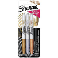 Sharpie - Marqueurs métalliques permanents − Couleurs variées − Paquet de 3-Encre imperméable et à séchage rapide qui ne pâlit pas