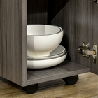 HOMCOM - Table à manger pliante à abattant sur roulettes avec tiroirs et armoire de rangement pour 4 à 6 personnes - gris-Matériau : Panneau de particules 