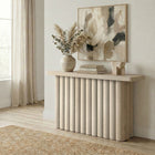Hudson&Canal - Console rectangulaire cannelée Olie 55 po de large - Blanc aulne-Caractéristiques assemblage facile