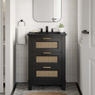 Modway - Dixie 24" Solide Armoire à coiffeuse de salle de bain - Noir noir-Poignées en laiton satiné