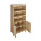 Manhattan Comfort - Ensemble de 2 bibliothèques-armoires Sheridan 80 cm style mid-century modern, coloris naturel-Étagères réglables et portes à fermeture douce