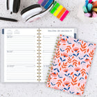 Mead - Agenda hebdomadaire/mensuel feuilles florales 2026 - 8-1/2 po H x 5 1/2 po l - rose - bilingue-Un mois sur deux pages avec des blocs quotidiens non lignés, ainsi qu'une section pour les notes et les calendriers de référence des mois passés et futurs