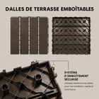 MotionGrey - Dalles de terrasse extérieures  à 4 lattes, emboîtables et imperméables, pour patio, balcon et jardin - Brun - ensemble de 20 pièces-Format modulaire pratique pour couvrir ou rafraîchir certaines zones extérieures