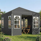 Outsunny - Tente auvent pliante 9.6 pi l x 9.6 pi L avec 4 parois latérales - Installation facile à 1 bouton - Gris foncé-Huit trous empêchent la stagnation de l’eau de pluie pour un entretien réduit