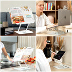 ShoppingAll - Porte-livre pliable et réglable avec base rotative à 360° et clips élastiques - Blanc-7