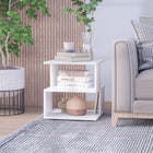 HOMCOM - Table d’appoint avec rangement - blanc-Fabriqué en panneau de particules pour une utilisation durable 