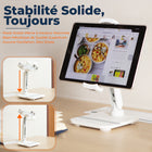 ShoppingAll - Support Tablette Portable Entièrement Réglable pour Téléphone/Tablette 4.7”-13” - Blanc-6