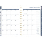 Cambridge - Agenda hebdomadaire/mensuel Block Print 2025 - 8-1/2 po H x 5 1/2 po l - Bleu - Bilingue-Un mois sur 2 pages avec blocs quotidiens, une section de notes et des calendriers de référence des mois passés / futurs 