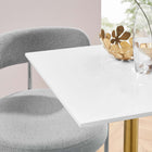 Modway - Lippa 24 po Carré Bois Table à manger, Or Blanc-Sièges 2
