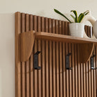 Modway - Render Cannelé Panneau porte-manteaux avec tablette in Noyer-Entreposage décoratif et fonctionnel