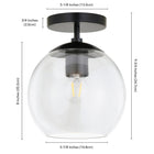 Hudson&Canal - Plafonnier semi-encastré Bartlett , 23 cm de large, avec abat-jour en verre - Noir mat/transparent-Nettoyer avec un chiffon doux et sec, sans produits chimiques agressifs ni produits de nettoyage abrasifs