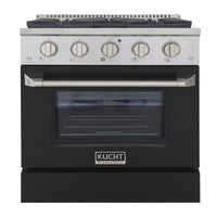 Kucht - 30 po Série KNG Cuisinière Pro Style au gaz naturel - Acier inoxydable/Noir-Cuisez et pâtissez comme un pro grâce au four à convection extra-grand offrant une capacité de 4,2 pi³, une configuration à cinq grilles et une vaste fenêtre d’observation