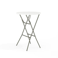 Flash Furniture – Table bistro pliante ronde de 31,25 po, blanc avec tréteaux gris fini poudré (DADYCZ80R2BARRE)-Table commerciale prête à l'emploi