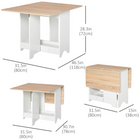 HOMCOM - Table à manger pliante à abattant avec étagère de rangement pour 4-6 personnes - chêne-Design simple dans une couleur neutre, adapté à de nombreux espaces de vie
