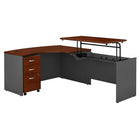 Bush Business Furniture Westfield SRC128HCSU Bureau droit 3 positions assis-debout avec classeur Hansen Cherry 60 L x 43 P-L'ensemble comprend : bureau d'entrée pour droitier 60 L x 43 P, retour assis-debout 42 L x 24 P, classeur mobile à 3 tiroirs