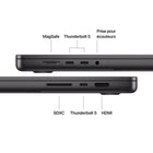 Apple - MacBook Pro 16 po - M5 Max - CPU 18 cœurs - SSD 2 To - Mémoire 36 Go - Noir infini-Caméra et audio de pointe - Profitez d'un son limpide et d'un cadrage toujours parfait grâce à la caméra Center Stage 12 Mpx, aux trois micros de qualité studio et aux six haut-parleurs avec Audio spatial et prise en charge de Dolby Atmos