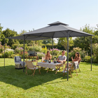 Outsunny - Pavillon de terrasse avec auvent extensible 10,5 pi l x 10,5 pi L - gris foncé-La toile en polyester offre une protection UPF 30+, vous protégeant des rayons nocifs du soleil