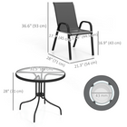 Outsunny - ensemble de salle à manger de patio 5 pièces - mobilier de jardin 4 places - noir-Cadres en acier avec revêtement en poudre, solides pour l'extérieur