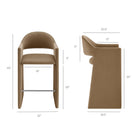 Modway - Talia 41 pouces Cuir végane Tabouret de bar - Taupe-Conception du canon arrière courbé