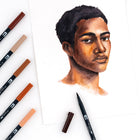 Tombow - Stylos à double pointe, couleurs portrait, paq./10-Pointe pinceau en nylon qui retient sa forme coup après coup