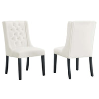 Modway - Baronet Performance Velvet Chaises de salle à manger Ensemble de 2 - Blanc-Cadre en bois massif