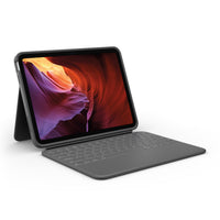 Étui clavier Logitech Rugged Folio pour iPad A16/ 10.9" (10e génération) - Anglais - Graphite-Clavier pleine taille (espacement des touches de 18 mm) avec touches en forme de ciseaux (course des touches de 1 mm) et rangée complète de touches de raccourci iPadOS