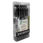 Zebra – Stylos à bille rétractables Z-Grip - noir - paq./12-Taille de pointe moyenne 1,0 mm