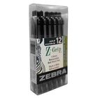 Zebra - Stylos à bille rétractables Z-Grip - 1.0 mm - noir - paquet de 12-Taille de pointe moyenne 1,0 mm